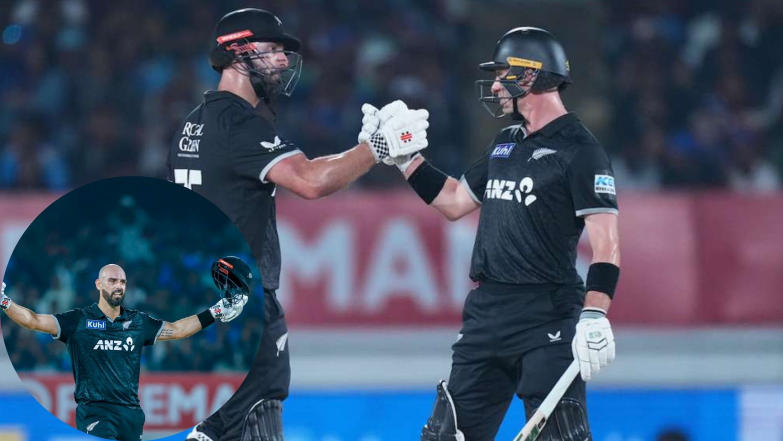 मिचेल और यंग की ऐतिहासिक रन चेज़ से राजकोट वनडे में न्यूज़ीलैंड ने भारत को सात विकेट से हराया