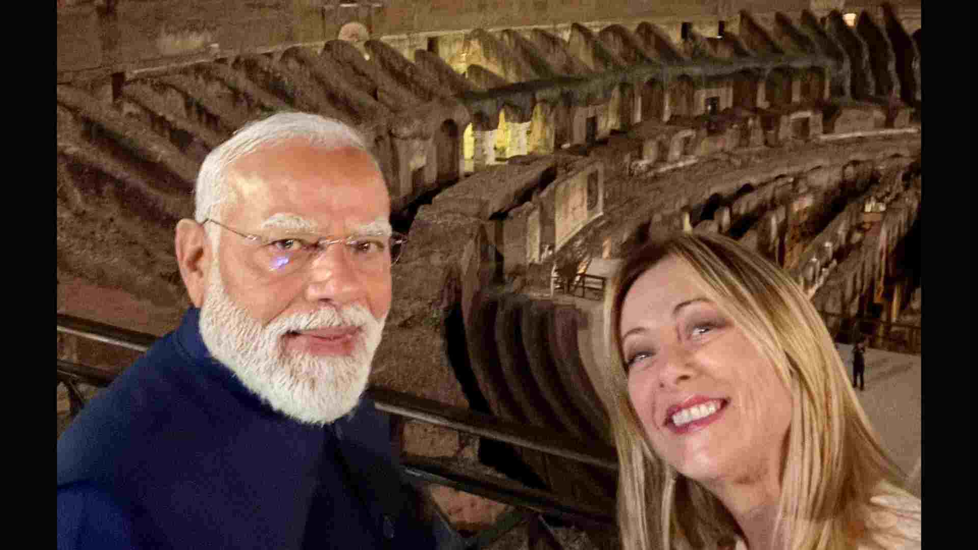 रोम के ऐतिहासिक कोलोसियम में जॉर्जिया मेलोनी ने प्रधानमंत्री मोदी का स्वागत किया