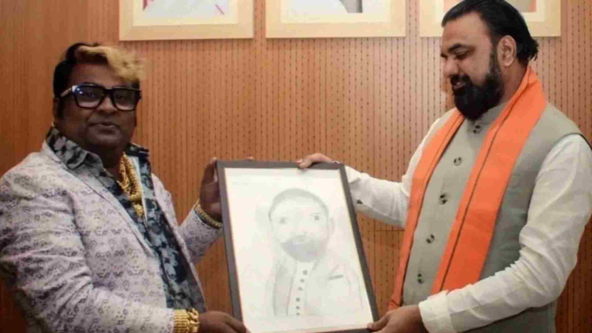 बिहार के मुख्यमंत्री सम्राट चौधरी को भेंट की गई तस्वीर बनी सोशल मीडिया पर मीम्स का विषय